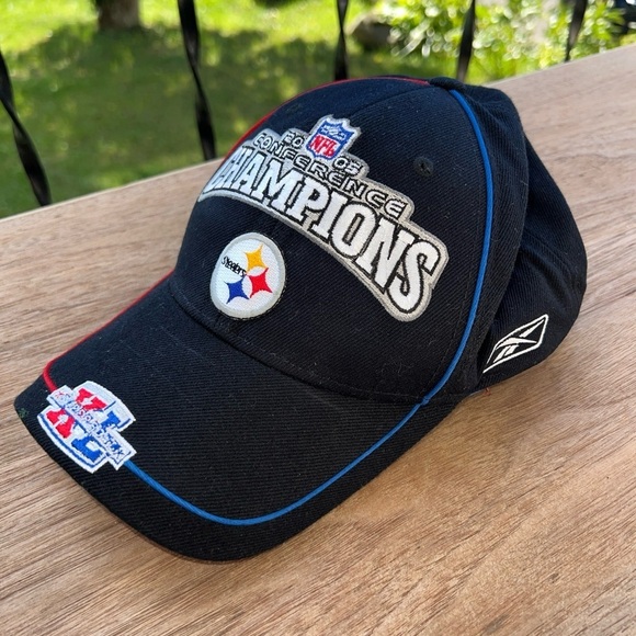 Pittsburgh Steelers ‘05 NFL Conference Champs Reebok One Size Cap Hat Wool Blend - Picture 2 of 6